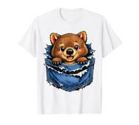 Un Joli Wombat jetant Un Coup d'œil dans Une Poche en Jean T-Shirt Graphique avec Valeur, Homme, Blanc, S