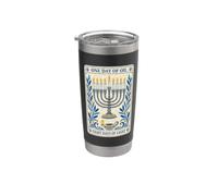 Un jour d'huile huit jours de lumière Hanoukka Menorah Tarot Gobelet isotherme en acier inoxydable double paroi