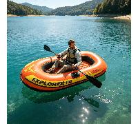 Un kayak avec un intérieur spacieux pouvant accueillir plusieurs passagers. Il présente une conception résistante à l'usure et étanche à l'air, convenant aux loisirs sur le lac, au camping en plein ai