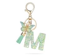 Un keychain alphabetique pendentif papillon vert cute porte-clés fille porte clefs avec initiale féminin modèle Mère-Fille Conçu pour les femmes de tous âges et les filles