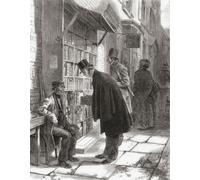 Un kiosque de rue à New York dans les années 1870. Après une œuvre d'Edwin Austin Abbey dans Harper's Weekly 28 février 1874. Affiche imprimée par Ken Welsh (33 x 43 cm)
