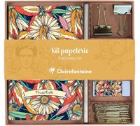Un Kit De Papeterie Contenant Un Carnet 11x17 Cm 64 Pages Lignées, Un Crayon De Papier, 2 Pinces Doubles-Clip, 10 Trombones Et Une Gomme - Collection Frida Kahlo