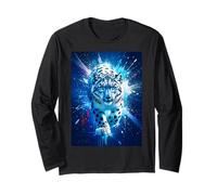 Un léopard des neiges Brille au Milieu des étoiles Bleues et argentées Manche Longue