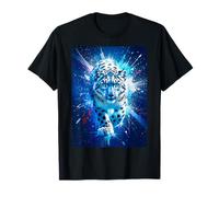 Un léopard des neiges Brille au Milieu des étoiles Bleues et argentées T-Shirt