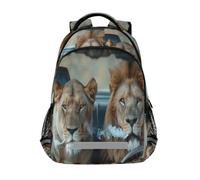 Un lion et une lionne fumée sacs à dos pour enfants, sac d'école, sac à dos d'étudiant, sac à livres pour garçons et filles, sac décontracté, Un lion et une lionne fumée, Taille unique
