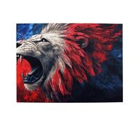 Un lion mâle avec sa bouche grande ouverte et ses crocs grands ouverts Puzzle en bois de 500 pièces pour adultes Puzzle stimulant pour taille de jeu 38,1 x 50,1 cm