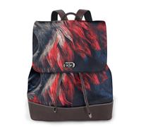 Un lion mâle avec sa bouche grande ouverte et ses crocs larges ouverts, sac à dos de voyage tendance pour femme, sac à dos décontracté, sac à dos en cuir imprimé pour femme pour le travail