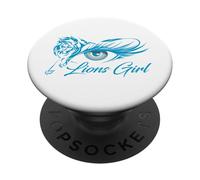 Un Lion sur Un œil de Fille l'esprit d'équipe des Lions, Fan de Sport féminin PopSockets PopGrip Adhésif