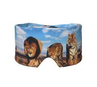 Un lion, un léopard et un tigre se battent pour de la nourriture,Masque pour les yeux bloquant la lumière Cache-yeux et cache-oreilles pour le sommeil