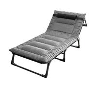 Un lit de Camping Pliant, Adult Folding Camping Bed with Mattress and Pillow 4 Position Adjustable 200kg Grey