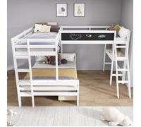 Un lit enfant 140*200cm et deux lits enfant 90*200cm peuvent accueillir 3 personnes avec tiroir bureau lit mezzanine lit superposé