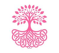 un logo d'arbre de racines de nœud d'amour celtique Stickers muraux 65.6x81.6cm Multicolore Rose
