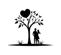 un logo de couple d'art de la Saint-Valentin Stickers artistiques en vinyle 65.6x81cm Culture du tatouage Noir