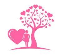 un logo de couple d'art de la Saint-Valentin Stickers muraux en vinyle 67.2x67.2cm Culture du tatouage Rose