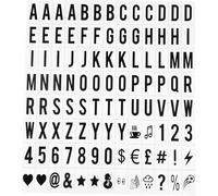 Un lot de 104 lettres et chiffres noirs de rechange pour boîte aux lettres A4, tableau de présentation, 65,4 x 35 mm (la boîte lumineuse LED n'est pas incluse)