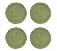 Un lot de 4 dessous de verre en polyester résistant à la chaleur pour protéger les tables de salle à manger des plats chauds, adaptés pour le quotidien et les occasions spéciales (vert algue)