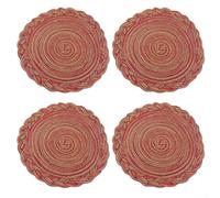 Un lot de 4 dessous de verre en polyester résistant à la chaleur pour protéger les tables de salle à manger des plats chauds, adaptés pour le quotidien et les occasions spéciales (orange-rouge)