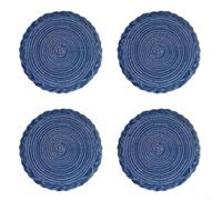 Un lot de 4 dessous de verre texturés avec des propriétés résistantes à la chaleur, conçus pour protéger les tables de cuisine et de salle à manger contre les plats chauds et les déversements (bleu)