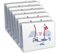 Un Lot De 6 Sacs Cadeaux Noël - Grands Formats 37,3x11,8x27,5cm - Pingouins, Banquise - Qualité Supérieure, Résistant:210g - Idéal Pour : Jeux De Société, Puzzles, Coffrets