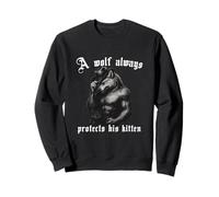 Un Loup protège Toujours Son Chaton drôle Gen Z Brainrot Meme Sweatshirt