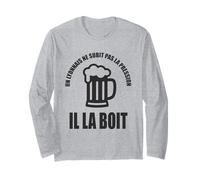 Un Lyonnais ne subit Pas la Pression il la boit Humour Manche Longue