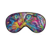 Un masque de sommeil en forme de chat psychédélique pour homme et femme avec sangle réglable - Masque occultant doux et respirant - Antidérapant - Essentiels de voyage