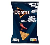 Un max de crunch pour vos apéros avec les chips tortilla goût Sweet Chilli DORITOS, format familial 250g - Lot de 3