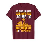 Un Mec Simple Maçon Et Apéro Humour Ouvrier Outils Cadeau T-Shirt