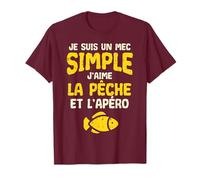 Un Mec Simple Pêche Apéro Humour Fishing Pêche Homme Cadeau T-Shirt