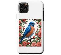 Un Merle Bleu de l'est entouré de Roses de New York Coque pour iPhone 11 Pro Max
