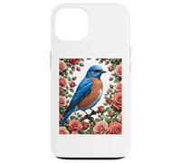 Un Merle Bleu de l'est entouré de Roses de New York Coque pour iPhone 13