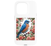 Un Merle Bleu de l'est entouré de Roses de New York Coque pour iPhone 15 Pro