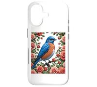 Un Merle Bleu de l'est entouré de Roses de New York Coque pour iPhone 17