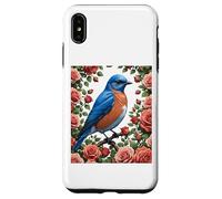 Un Merle Bleu de l'est entouré de Roses de New York Coque pour iPhone XS Max