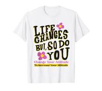 Un Message Positif Change Votre Attitude et Votre pensée Positive T-Shirt Graphique avec Valeur, Homme, Blanc, L