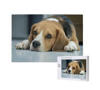 Un Mignon Chien Beagle est allongé sur Le Sol,Puzzle Familial en Bois de 1 000 pièces pour Adultes et Adolescents, décoration d'intérieur