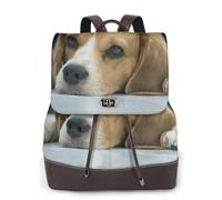 Un mignon chien Beagle est allongé sur le sol,Sac à dos imperméable pour femme, sac à dos de voyage léger en cuir PU tendance