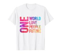 Un Monde, Un Amour, Un Peuple, Un Avenir T-Shirt Graphique avec Valeur, Homme, Blanc, S