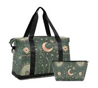 Un motif céleste avec lunes, étoiles et galaxies Sac de sport fourre-tout à bandoulière avec sangle réglable pour le yoga pliable, un motif céleste avec lunes, étoiles et galaxies, taille 1, Un motif