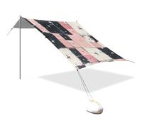 Un motif sans couture de carrés blush et Liwhite conçu avec protection UPF50+ - Auvent de plage pliable facile à installer avec sacs de sable et pelle à sable pour le camping, la pêche,