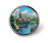 Un Moulin À Zaandam Broche ronde, badge, épingle à revers, décoration de vêtements personnalisée pour femmes et hommes