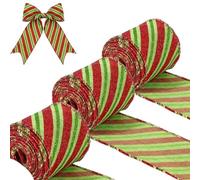 Un must have : notre lot de trois rubans de Noël en coton mélangé parfaitement adapté à tous les besoins festifs (pente verte)