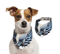 Un oiseau avec un fond d'échiquier surréaliste pour animal domestique, bandanas pour chien, printemps, été, en coton doux, accessoires réglables pour petites, moyennes et grandes filles, garçons