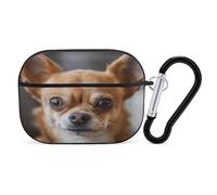 Un organisateur d'écouteurs marron Chihuahua - Housse de protection antichoc pour Airpods Pro - Avec mousqueton - Anti-chute - Pour Airpods Pro 2ème génération - Noir