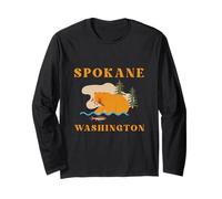 Un Ours Attrape des Poissons Spokane Washington Outdoor Manche Longue