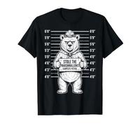 Un Ours drôle a volé la Patrouille du Camping Marshmallows T-Shirt Graphique avec Valeur, Homme, Noir, M