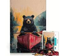 Un Ours en canoë Tout Simplement détendu Puzzle de 1000 pièces pour Adolescents Jeu de logique et de réflexion Amusant et Anti-Stress en Famille Surprise du Père Noël 50x75cm