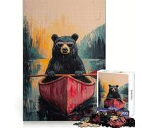 Un Ours en canoë Tout Simplement détendu Puzzle de 1000 pièces pour Adolescents Jeu d'intérieur Stimulant la mémorisation Décoration Murale 38x26cm