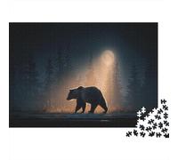Un Ours géant. Traversée de la forêt dans la Nuit | pour Adultes || 1000pcs (75x50cm) Puzzles Jeux Éducatifs Puzzles De Décoration Intérieure