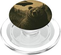 Un ours, un ovni, fait sursauter une rencontre amusante de science-fiction avec un extraterrestre vintage PopSockets PopGrip pour MagSafe